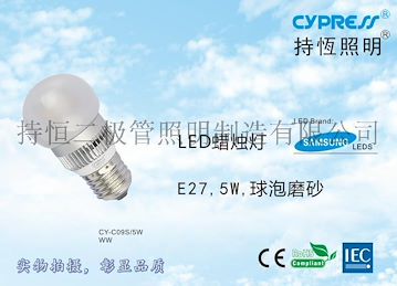 韩国三星灯珠LED球泡灯磨砂泡CY-C09S/5W正白光